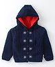Yellow Apple Knitted Full Sleeves Hooded Sweatjacket With Cable Knit Design - Navy Blue