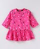Simply Fleece Knit Full Sleeves Winter Frock With Stars Print - Dark Pink