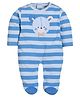BABY GO Cotton Knit Full Sleeves Striped Sleepsuit - Sky Blue