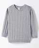 ToffyHouse Cotton Knit Full Sleeves  Solid Sweater with Cable Knit Design - Light Grey