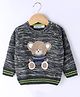 Wingsfield Full Sleeves Teddy Bear  Embroidered Sweater - Charcoal Grey