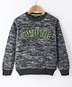 Wingsfield Full Sleeves Typography Embroidered Striped Sweater - Charcoal Grey
