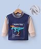 Kookie Kids Full Sleevees Winter T-Shirt With Dino Print - Navy Blue