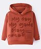 Wingsfield Full Sleeves Typography Printed Hooded Sweatshirt - Rust Orange