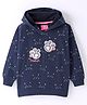 Wingsfield Full Sleeves Paw Embroidered & Sequin Embellished Hooded Sweatshirt - Blue