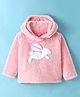 Wingsfield Full Sleeves Animal Embroidered Textured Hooded Sweatshirt - Pink