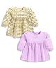 DEAR TO DAD Pack Of 2 Pure Cotton Full Sleeves Heart & Abstract Printed Dresses - Yellow & Purple