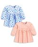 DEAR TO DAD Pack Of 2 Pure Cotton Full Sleeves Floral & Abstract Printed Dresses - Baby Blue & Peach