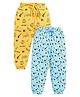 DEAR TO DAD Pack Of 2 Pure Cotton Abstract & Text Printed Joggers - Yellow & Baby Blue
