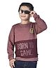 3PIN Cotton Full Sleeves Born To Game Text Printed Sweatshirt - Red