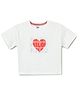 Milou Cotton Half Sleeves Heart & Brand Name Printed Crop Tee - White
