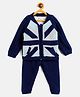 JWAAQ Full Sleeves Self Design Coordinating Winter Set With Faux Fur - Blue