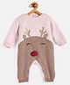 JWAAQ Full Sleeves Deer Designed Winter Romper With Fur Lined - Pink
