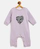 JWAAQ Full Sleeves Heart Embroidered Winter Romper With Fur Lined - Mauve