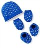 Doodle Poodle Interlock Knit Cap Mittens & Booties with Rainbow Print- Blue