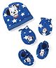 Babyhug Disney Interlock Knit Cap Mittens Booties with Disney Dalmatians Graphics Navy Blue - Diameter 10 cm