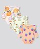 Bonfino 100% Cotton Full Sleeves Onesies With Fruit Print & Frill Detailing Pack Of 3 - Peach Light Green & Purple