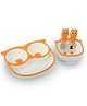 StarKiddo Owl Silicone Baby Suction Plate and Bowl for Toddler with Spoon & Fork|Baby-Led Self Feeding Stay Put Divided Feeding Weaning Plates Unbreakable Portable Non-Slip Suction Bowl (Orange)