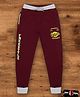 3PIN Freestyle Text Printed Full Length Joggers - Burgundy
