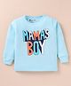 Bodycare Interlock Knit Full Sleeves T-Shirt with Text Print - Sky Blue