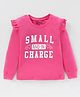 Bodycare Single Jersey Knit Full Sleeves Top with Frill Detailing & Text Print - Pink