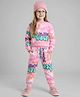 Doreme Cotton Knit Full Sleeves Top & Lounge Pants Co-Ord Set With Street Art Theme Print - Pink