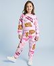 Doreme Cotton Knit Full Sleeves Text Printed Top & Lounge Pants Co-Ord Set - Baby Pink