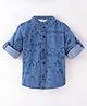 INFINITY Denim Full Sleeves Abstract Printed Shirt - Blue