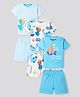Bonfino Cotton Knit Half Sleeves T-Shirts & Short Night Suits with Nautical Theme Print Pack of 3 - Light Blue & White