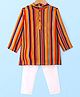 CrayonFlakes Full Sleeves Striped Kurta Pyjama Set - Orange