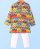 CrayonFlakes Cotton Full Sleeves Chevron Pattern Printed Kurta Pyjama Set - Yellow