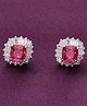 KAI JEWEL - Trendy Pink Square Casual Silver Studs Earrings - Silver