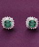 KAI JEWEL - Trendy Green Square Casual Silver Studs Earrings - Silver