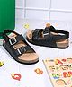 Briskers Synthetic Self Design Buckle Sandals - Black