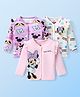 Babyhug Disney Interlock Knit Full Sleeve Jhablas With Minnie Mouse Graphics & Frill Detailing Pack of 3 - White Pink & Purple