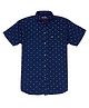 GINI & JONY Cotton Woven Half Sleeves Crown Printed Shirt - Blue