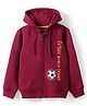 Bodycare Fleece Knit Full Sleeves Hooded Sweatjacket with Text Print - Maroon
