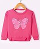 Bodycare Fleece Knit Full Sleeves Sweatshirt With Sequinned Butterfly Design - Dark Pink