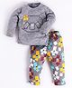 BABY GO  Full Sleeves Abstract Printed Tee & Pant Set - Grey