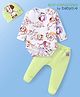 Babyoye Disney Interlock Knit Full Sleeves Onesie Set with Diaper Leggings & Cap with 101 Dalmatians Graphic- White & Green
