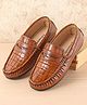 Pine Kids Slip On Party Wear Loafers with Crocodile Texture Design - Tan