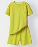 Spunkies Cotton Half Sleeve Solid Tee & Shorts Set - Lime Green