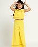 Somersault Cotton Sleeveless Floral & Chevron Embroidered Coordinating Top With Palazzo Set - Yellow
