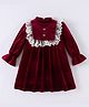 Kookie Kids Full Bell Sleeves Party Frock With Lace Detailing - Maroon