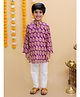 The Mom Store Cotton Full Sleeves Abstract Printed Kurta Pyjama  Set  - Purple