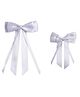 Arendelle Set Of 2 Satin Silk Ribbon Bow Designed Hair Clips - White
