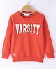 Ruff Fleece Knit Full Sleeves Pullover Sweatshirt with Text Print - Orange