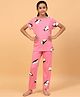 Ninos Dreams 100% Cotton Knit Half Sleeves Penguin Printed Night Suit -Pink