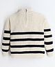 Cherry Crumble By Nitt Hyman Cotton Full Sleeves Striped Sweater - Off White & Black