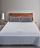Saral Home Cotton Striped Queen Size Bedsheet with 2 Pillow Covers Grey